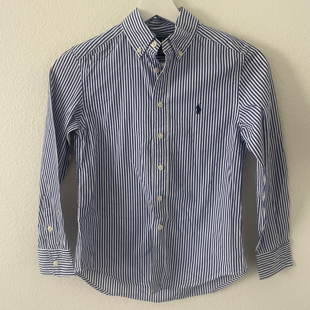 Ralph Lauren Button Down Shirt Blue/ White Size S (8) -Boboli Size 10 lot of 2